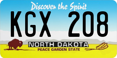ND license plate KGX208