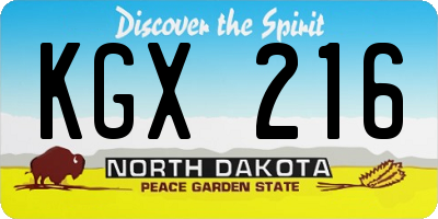 ND license plate KGX216