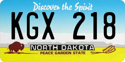 ND license plate KGX218