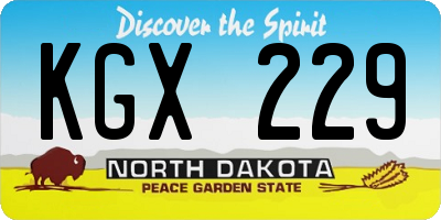 ND license plate KGX229