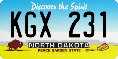ND license plate KGX231
