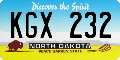 ND license plate KGX232