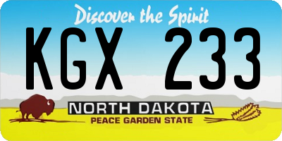 ND license plate KGX233