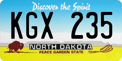 ND license plate KGX235