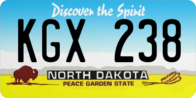 ND license plate KGX238