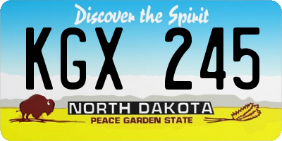ND license plate KGX245
