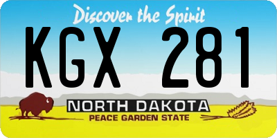 ND license plate KGX281