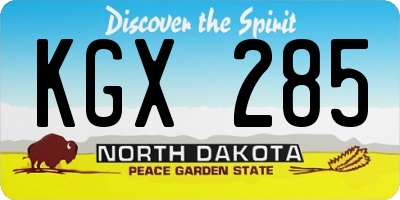 ND license plate KGX285