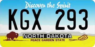 ND license plate KGX293