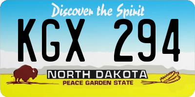 ND license plate KGX294