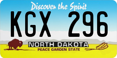 ND license plate KGX296