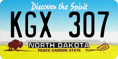 ND license plate KGX307