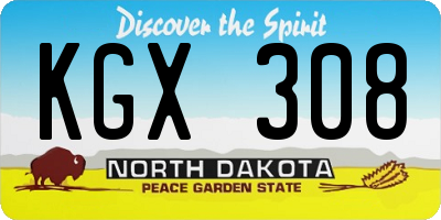 ND license plate KGX308