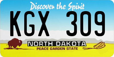 ND license plate KGX309