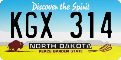 ND license plate KGX314