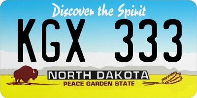 ND license plate KGX333