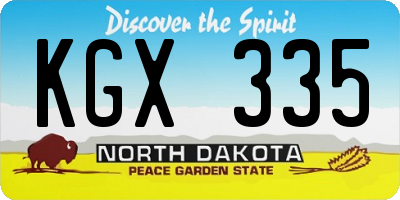 ND license plate KGX335