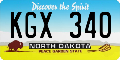 ND license plate KGX340