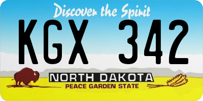 ND license plate KGX342