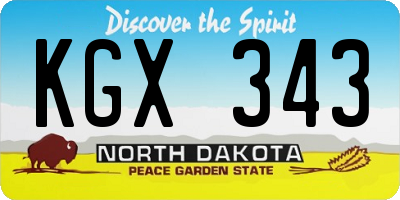 ND license plate KGX343