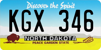 ND license plate KGX346