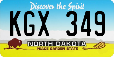 ND license plate KGX349