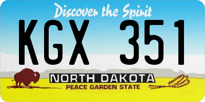 ND license plate KGX351