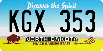 ND license plate KGX353