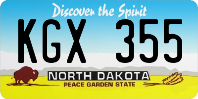 ND license plate KGX355