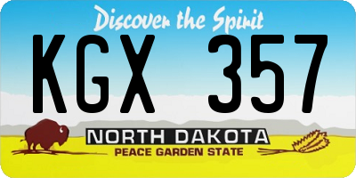 ND license plate KGX357