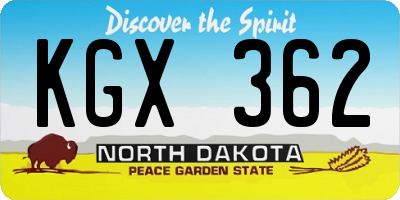 ND license plate KGX362