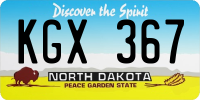 ND license plate KGX367