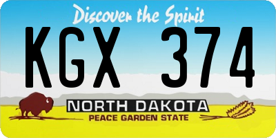ND license plate KGX374