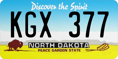 ND license plate KGX377