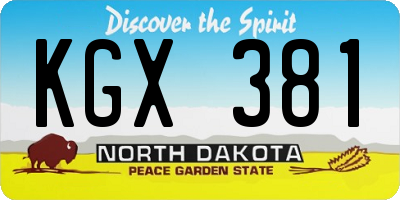 ND license plate KGX381