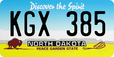 ND license plate KGX385