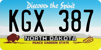 ND license plate KGX387
