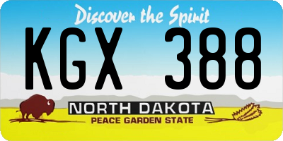 ND license plate KGX388