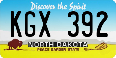 ND license plate KGX392