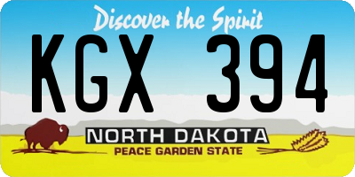 ND license plate KGX394