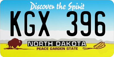 ND license plate KGX396