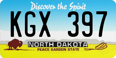 ND license plate KGX397