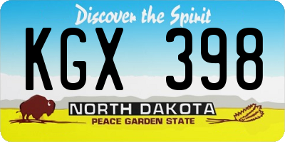 ND license plate KGX398