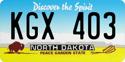 ND license plate KGX403