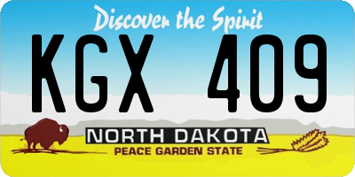ND license plate KGX409