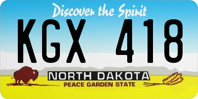 ND license plate KGX418