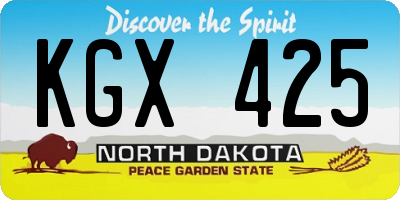 ND license plate KGX425