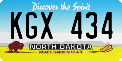ND license plate KGX434