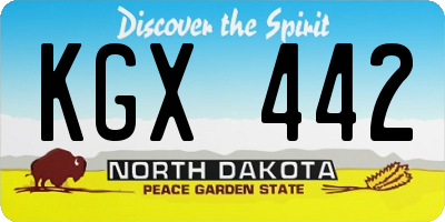 ND license plate KGX442