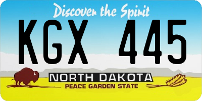ND license plate KGX445